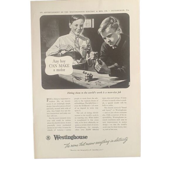 Vintage 1938 Westinghouse Any Boy Ad Advertisement - Picture 1 of 3